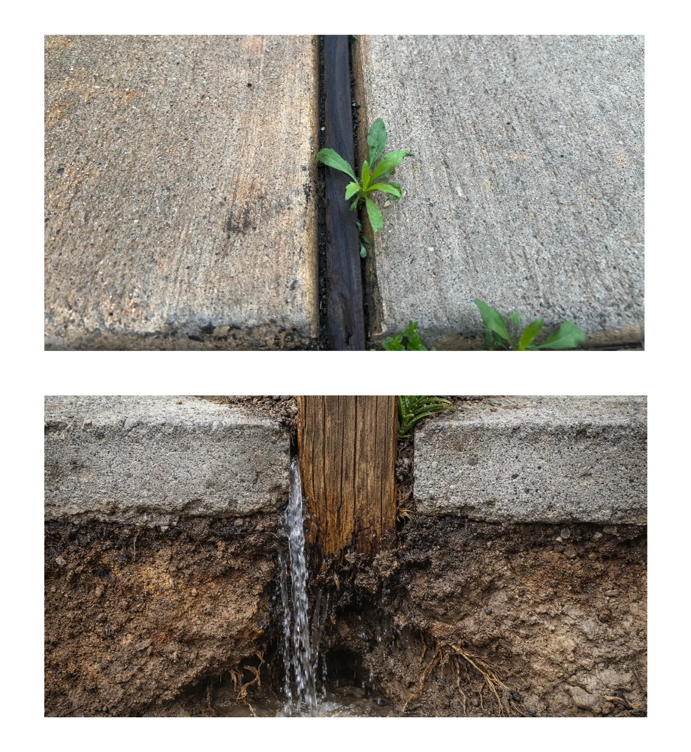 Damaged expansion joint with deteriorating filler